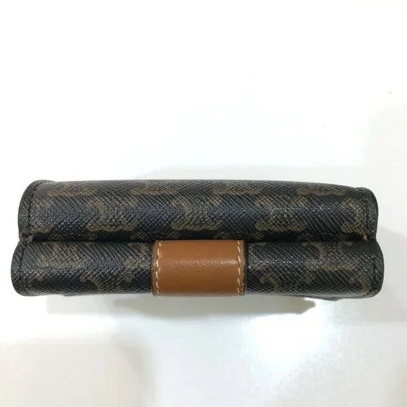 CELINE Triomphe Small trifold Compact wallet Trifold wallet PVC/Leather Brown - Picture 13 of 16
